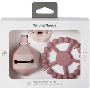 Teething: Tommee Tippee Silicone Comfort Gift Set, 0-6m Soother, 0-3m Teether, Carry Case