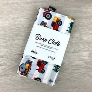 Burp Cloth: BURP CLOTH - Farm - Blue Stripe