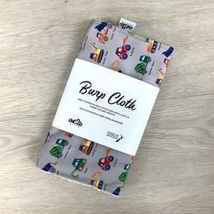 Burp Cloth: Burp Cloth - Grey - Trucks + Diggers