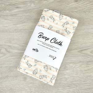Burp Cloth: BURP CLOTH - Bunny Peach Stripe