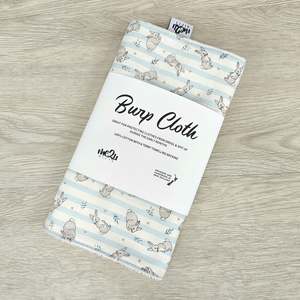 Burp Cloth: BURP CLOTH - Bunny Blue Stripes