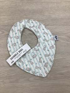 Bibs: Dribble Bib - Newborn to 3 months - Bunny Blue Stripe