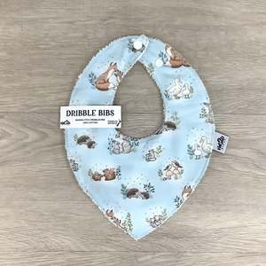 Bibs: Dribble Bib | 0-3mo | Forest Animals Blue