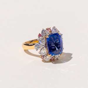 Bespoke Design Inspiration: Isla Cushion Cut Sapphire Halo Cluster Ring