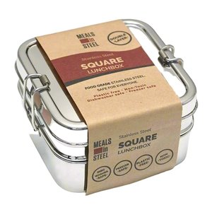 Plastic Free And Sustainable Gifts: Twin Layer Square Lunchbox | Stainless Steel | 1200ml