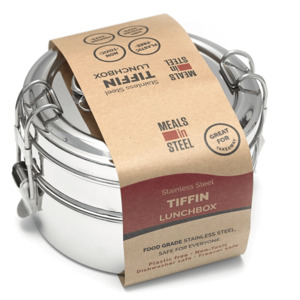 Twin Layer Tiffin Round Bento Lunch Box | Stainless Steel | 1500ml