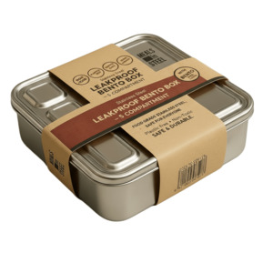 Leakproof Lunch Box: Leakproof 5-Compartment Bento Box NZ – Stainless Steel Lunchbox (935ml)
