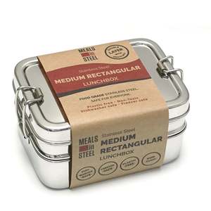 Plastic Free And Sustainable Gifts: Medium Double Layer Bento Lunchbox (3-in-1)| Stainless Steel | 875ml