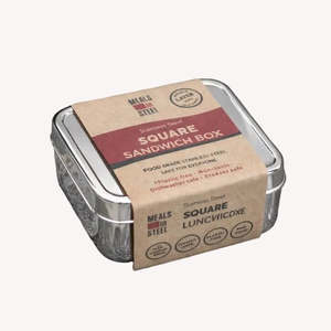 Single Layer: Square Sandwich Stainless Steel  Box (Large) with Spork