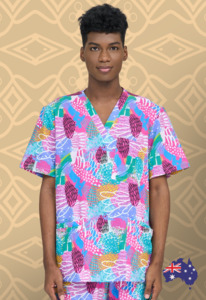 Scrubness Gliding Bunjil Unisex V-Neck Top SN0043