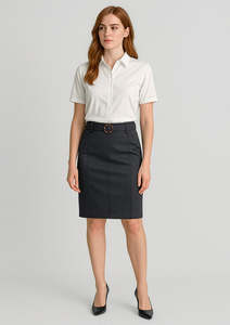 Womens Mid Waist Stretch Chino Skirt