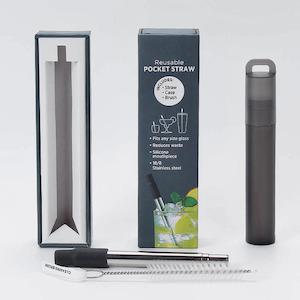 Accessories: Reusable Pocket Straw - Charcoal