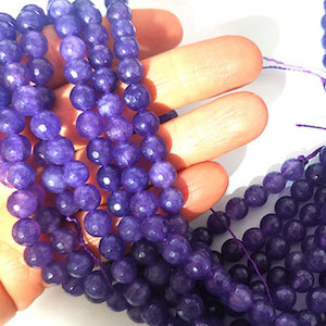 NEW Dyed Agate: 8mm faceted irregular rounds - strand of 48 beads: Purple