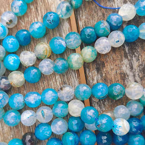 Dyed Agate: 10mm faceted irregular rounds - strand of 38 beads: Blues