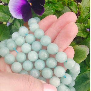 Products: Dyed Agate: 12mm faceted rounds - Amazonite colour