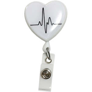 Id Tags: Retracteze™ ID Holder EKG Heart white
