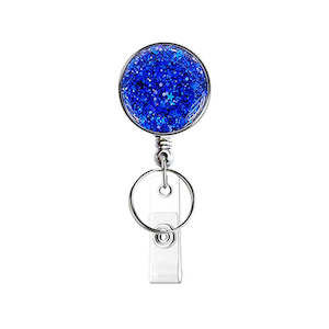 Id Tags: Blue Glitter Retractable Nurse Badge Holder Clip