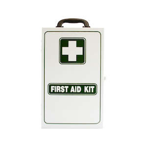 First Aid Storage: Steel Wall Cabinet 2F - White with handle - 44cm x 28cm x 15cm