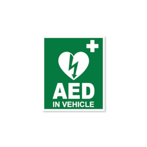 Cardiact AED In Vehicle Window Sticker 10 x 12cm