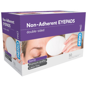 Eye Care: AEROPAD Non-Adherent Eye Pads 5.5cm x 7.7cm Box/50