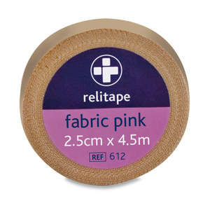 First Aid: Relitape Fabric Elastic Tape - 2.5cm x 4.5m - Pink