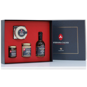 Greek Gifts: Luxury Truffle Box, (EVOO, Preziosa, Truffle Slices, Volterra Salt) 'Stefania Calugi'