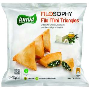 Frozen: Filo Mini Feta, Spinach & EVOO Triangles 500g
