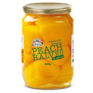 Preserved Fruit: Greek Peach Halves in Light Syrup 680g