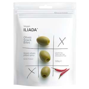 Olives: Green Pitted Spicy Olives Snack Bites 'Iliada' 120g