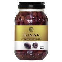 6 pack - Kalamata Pitted Olives 'Iliada' CLEAR PET drum 3kg (1.6kg drained)