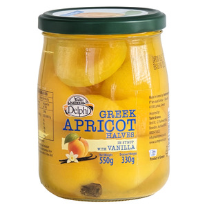Preserved Fruit: Delphi Apricot Halves with Vanilla in Syrup 550g