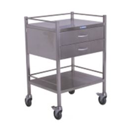 Products: Nordic Stainless Steel Trolley Double Drawer 490mm x 490mm x 900mm