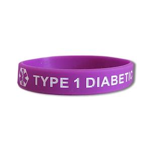 Bracelets: Type 1 Diabetic Silicone Bracelet Youth - Purple
