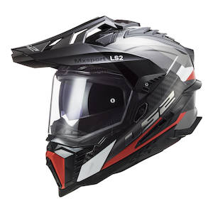 Road Helmets: LS2 MX701 Explorer Carbon Frontier Helmet - Titanium / Red