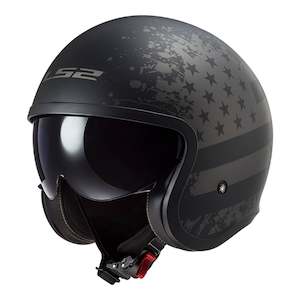 LS2 OF599 Spitfire II Black Flag Helmet - Matte Black / Titanium