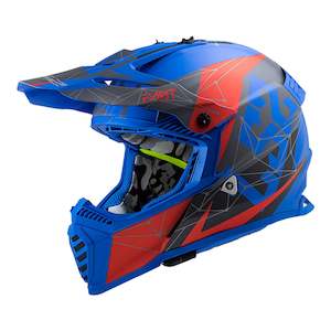 Off Road Helmets: LS2 MX437 Fast Evo Alpha Helmet - Matte Blue / Red