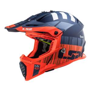 Road Helmets: LS2 MX437 Fast Evo Xcode Matte Blue / Orange