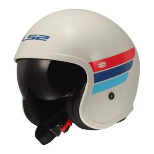 Ls2 Helmets: LS2 OF599 Spitfire II Retro Helmet - White / Blue Red 06