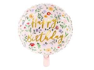 Foil Balloons: Floral Happy Birthday Foil Balloon