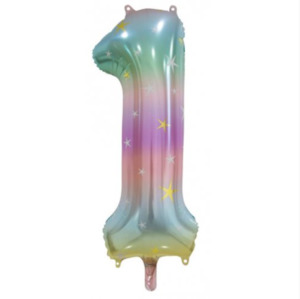 Number Balloons: Pastel Rainbow Foil Number Balloon