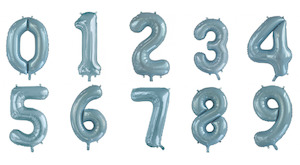 Light Blue Foil Number Balloon