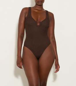 Swimwear: Celine Swim Metallic Chocolate