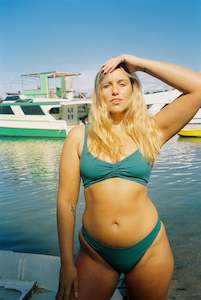Else: Olivia Rouched Triangle Bikini Top Vital Green