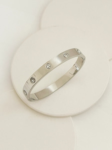 Bracelets: Stone Embedded Bangle Silver