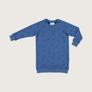 Products: Organic cotton merino trackie dress denim blue lightning heart