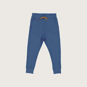 Organic cotton merino trackie pants denim blue Mello Merino