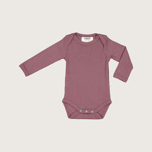 Organic cotton long sleeve bodysuit plum Mello Merino