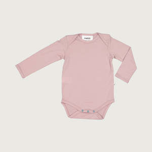 Merino long sleeve bodysuit blush pink Mello Merino