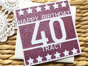 Products: Personalised Glitter Birthday Card - Melrose Paper Designs