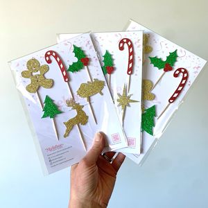 Products: Mixed Christmas Glitter Cupcake Toppers - Melrose Paper Designs